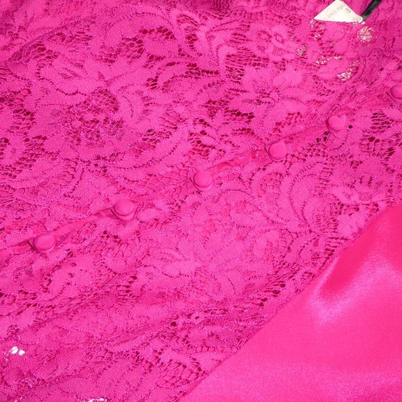 Milly Dressy 2 Piece Ivy Lace Blouse with Camisole Top Fuschia Pink USA Size 8 - Picture 10 of 10